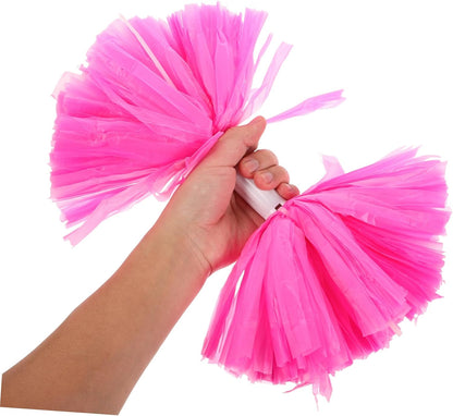 Pink Cheer Pom Poms with Handle 2pcs for Sports Performance