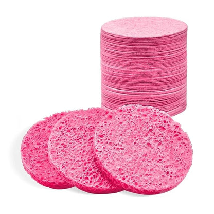 50-Count Compressed Facial Sponges, Pink Cellulose Daily Facial Cleaning