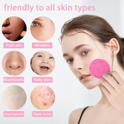 50-Count Compressed Facial Sponges, Pink Cellulose Daily Facial Cleaning