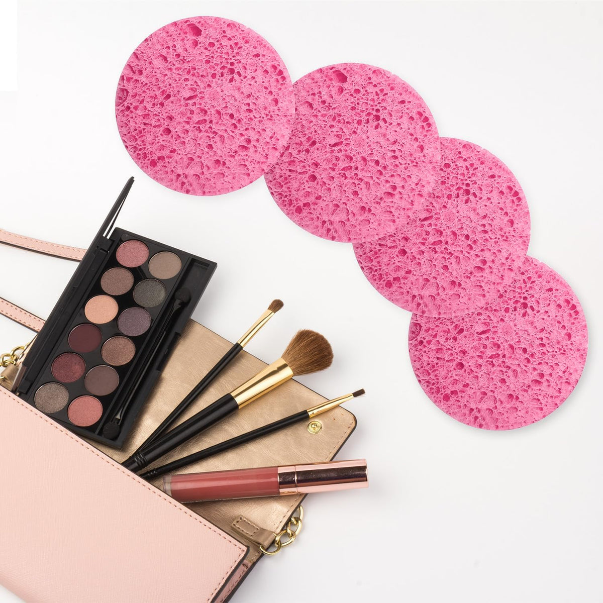 50-Count Compressed Facial Sponges, Pink Cellulose Daily Facial Cleaning