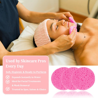 50-Count Compressed Facial Sponges, Pink Cellulose Daily Facial Cleaning