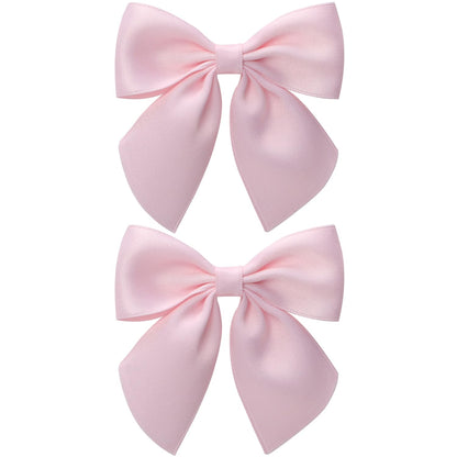 3.5 Inch Cheer Bow Clips for Women Girls Thick Ribbon Boutique Alligator Clips with Tails Hair Accessories for Older Kids Children Young Girls 2 Pcs (Light Pink)