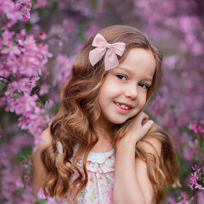 3.5 Inch Cheer Bow Clips for Women Girls Thick Ribbon Boutique Alligator Clips with Tails Hair Accessories for Older Kids Children Young Girls 2 Pcs (Light Pink)