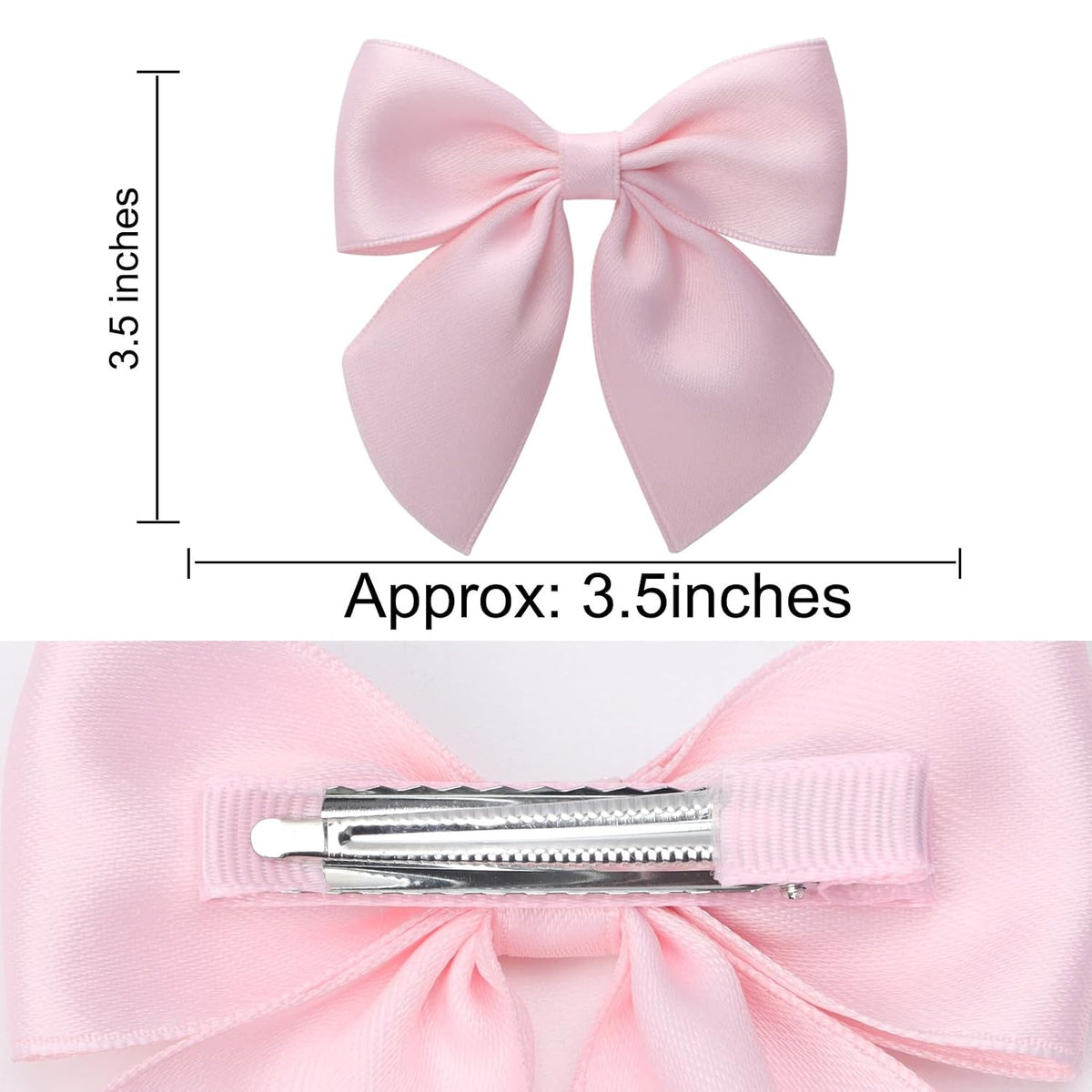 3.5 Inch Cheer Bow Clips for Women Girls Thick Ribbon Boutique Alligator Clips with Tails Hair Accessories for Older Kids Children Young Girls 2 Pcs (Light Pink)