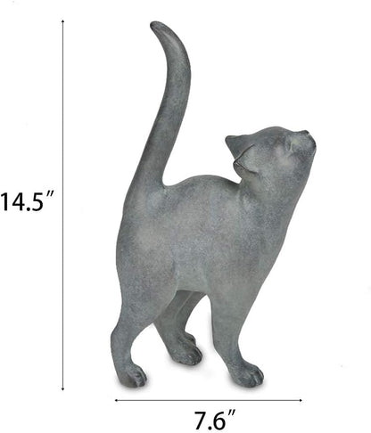 Newman House Studio Garden-Statues Cat-Figurines Home Garden Decor - Farmhouse Backyard Polyresin Kitten 7.6L x 4W x 14.5H inch