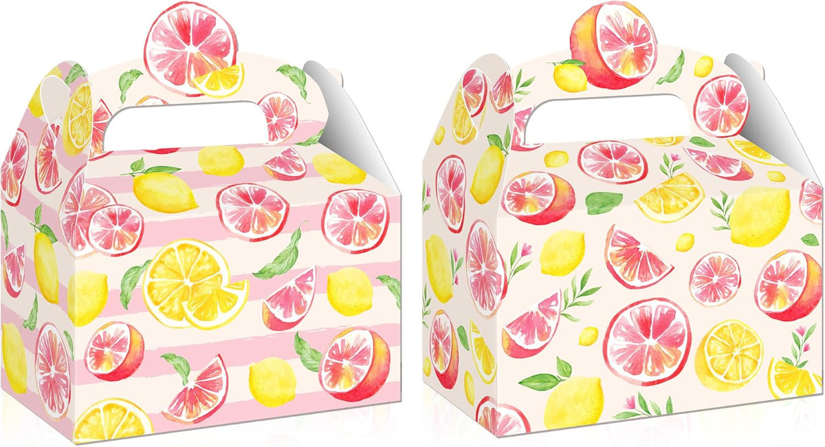 Pink Citrus Lemon Party Favor Boxes Summer Baby Shower Treat Gift Boxes