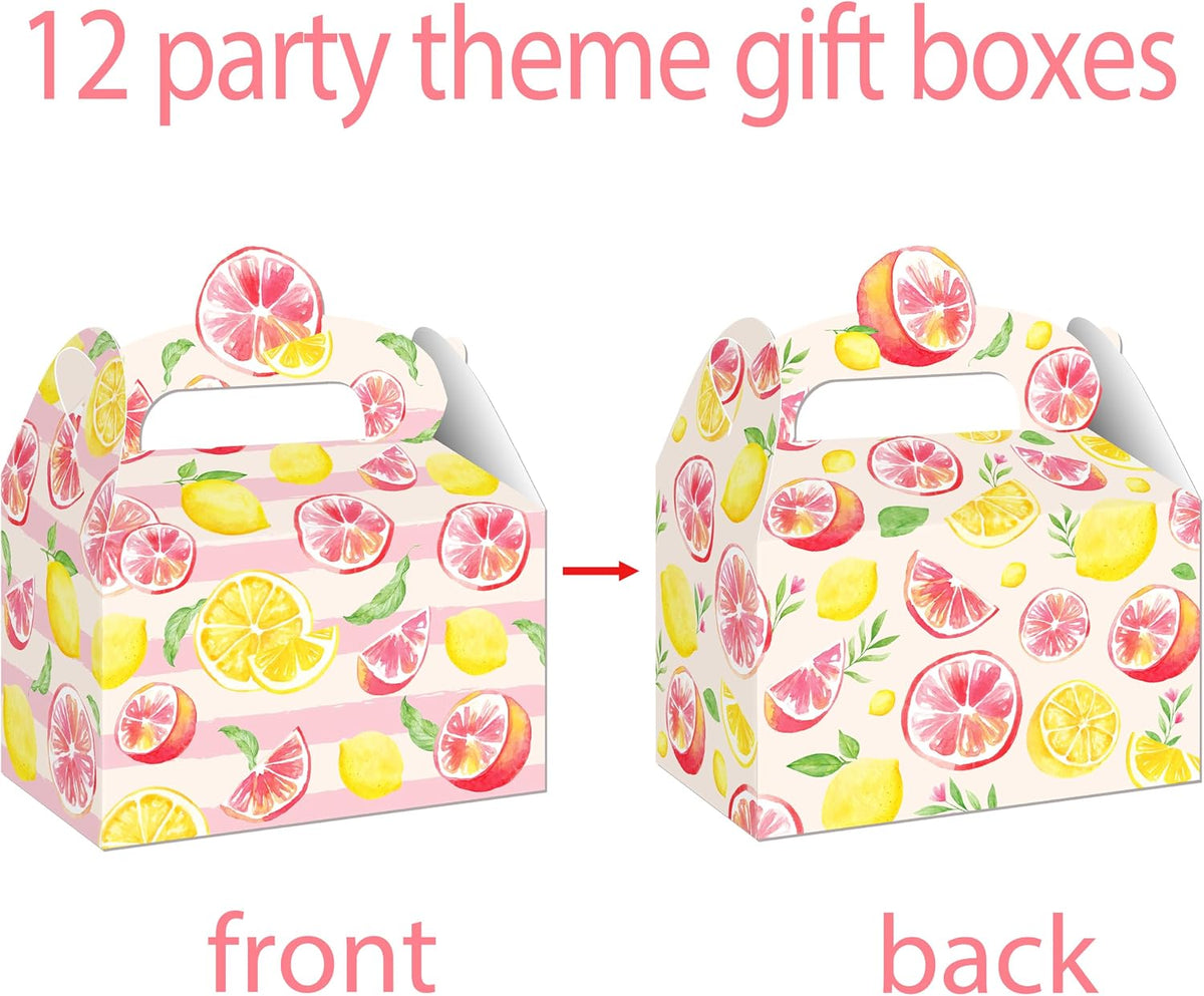 Pink Citrus Lemon Party Favor Boxes Summer Baby Shower Treat Gift Boxes