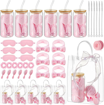 37 Pcs Spa Sleepover Party Supplies for Girls 6 Set Pink Gift