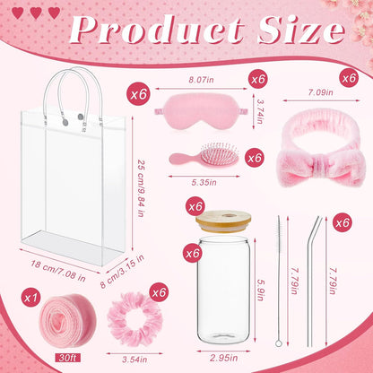 37 Pcs Spa Sleepover Party Supplies for Girls 6 Set Pink Gift