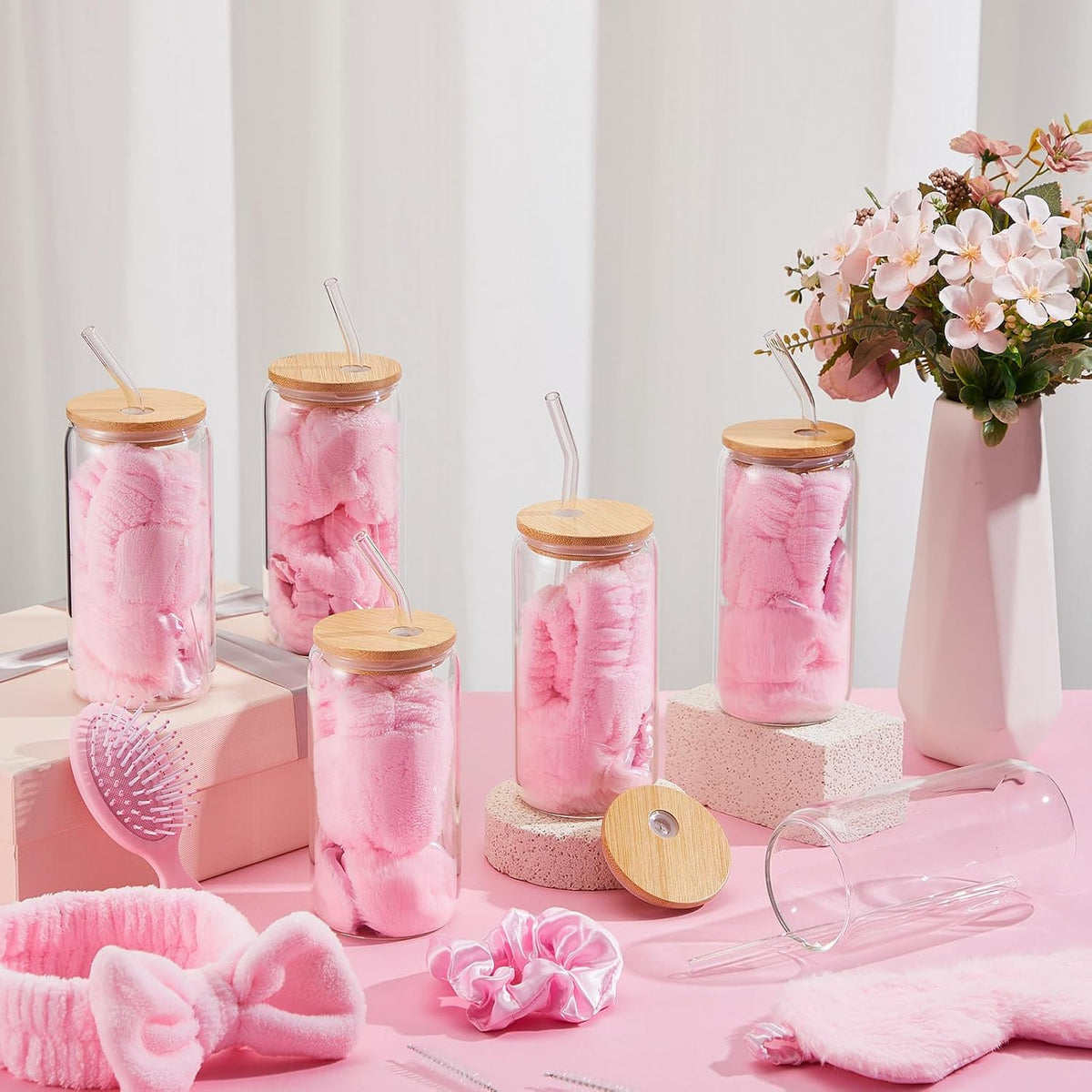 37 Pcs Spa Sleepover Party Supplies for Girls 6 Set Pink Gift