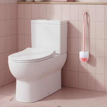 12 Pcs Extra Long Handled Toilet Brush for Bathroom 17.3 Inch Pink Toilet Brush Bulk with Hook Hole Household Cleaning Supplies Space Saving for Storage, Deep Cleaning, Nylon Bristles
