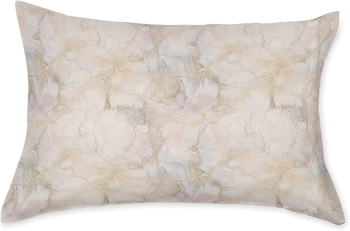 Decorative Bedding Sheet Set Cal-King Size, Marble Deep Pockets Fitted Sheet & 2 Pillow Sham Set, Pink and Peach Marble Background Crack Pattern Print Microfiber 3pc Bed Sheets Set