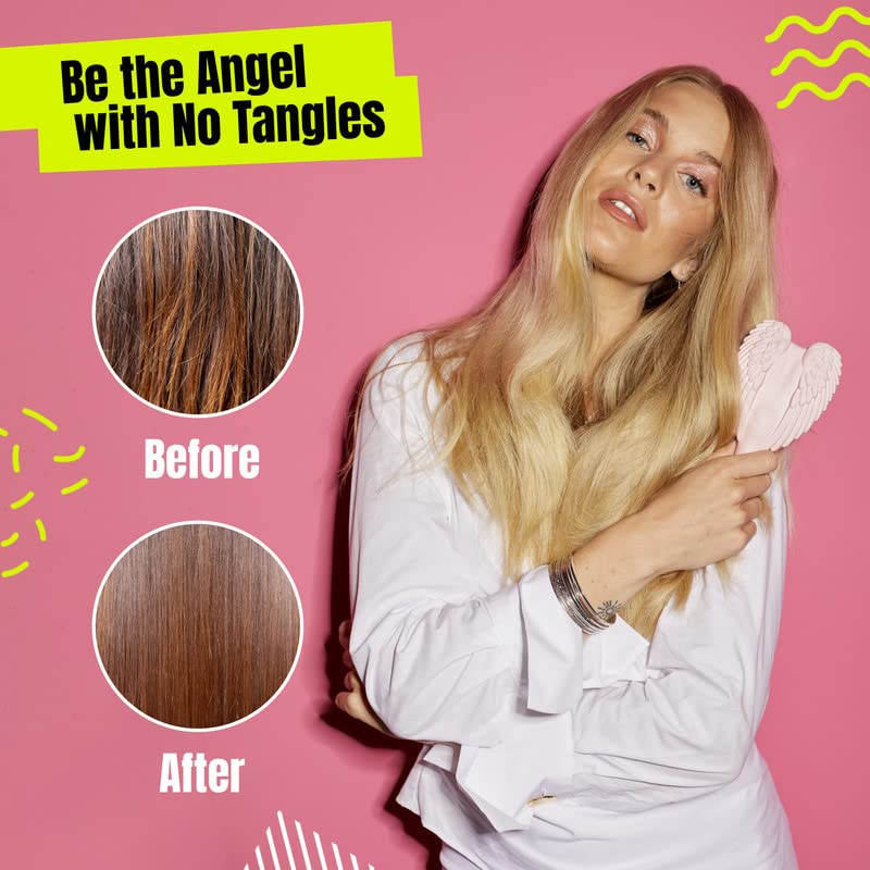 Detangling Hair Brush - Anti Static Angel Wing Hair Brush with Soft & Flexible Bristle for Straight & Wavy Hair, Women Detangler Brushes for Dry & Wet Hair, Gloss Pink