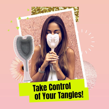 Detangling Hair Brush - Anti Static Angel Wing Hair Brush with Soft & Flexible Bristle for Straight & Wavy Hair, Women Detangler Brushes for Dry & Wet Hair, Gloss Pink