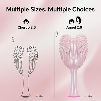 Detangling Hair Brush - Anti Static Angel Wing Hair Brush with Soft & Flexible Bristle for Straight & Wavy Hair, Women Detangler Brushes for Dry & Wet Hair, Gloss Pink