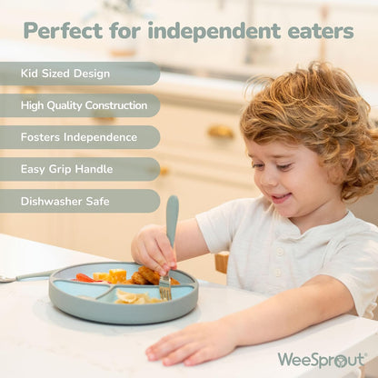 Kids Stainless Steel Utensils Set - Premium 18/8 Grade Silverware Kit - 2 Spoons, 2 Forks, and 2 Knives for Ages 4-7 - Silicone Easy-Grip Handles - Children Flatware Cutlery (Matte - Pink, Off White)