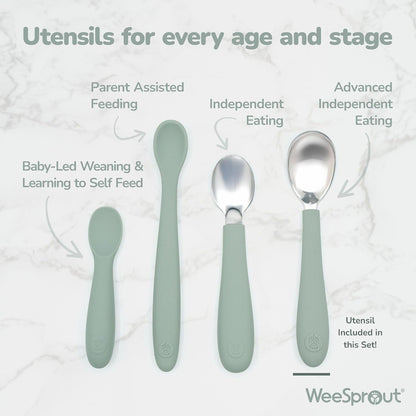 Kids Stainless Steel Utensils Set - Premium 18/8 Grade Silverware Kit - 2 Spoons, 2 Forks, and 2 Knives for Ages 4-7 - Silicone Easy-Grip Handles - Children Flatware Cutlery (Matte - Pink, Off White)