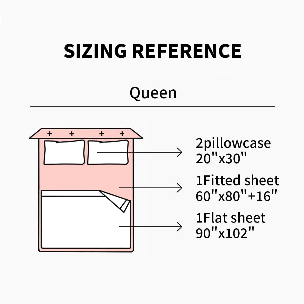 Linen Queen Sheets Set, 100% Stonewashed French Linen Bed Sheets Deep Pocket Sheets, 4 Pieces (1 Flat Sheet, 1 Fitted Sheet, 2 Pillowcases) Natural Flax Bedding Set,Pink