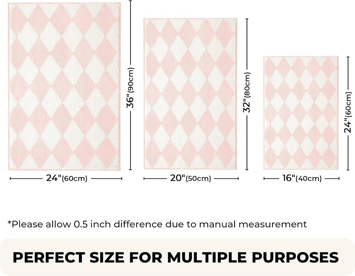 Diamond Pink Bathroom Rug, 24" x 16", Cute Bath Mat
