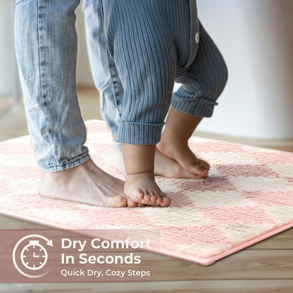 Diamond Pink Bathroom Rug, 24" x 16", Cute Bath Mat