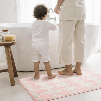 Diamond Pink Bathroom Rug, 24" x 16", Cute Bath Mat