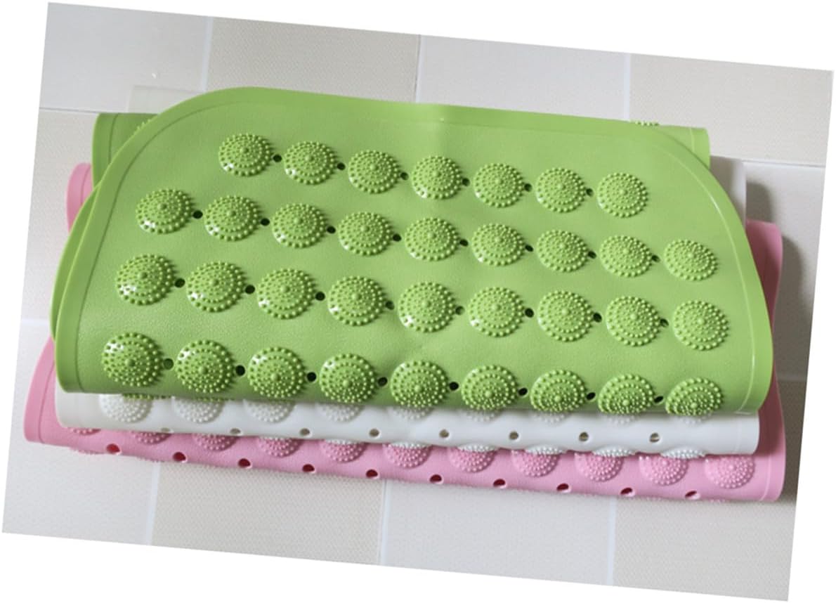 Pink TPR Bath Mat with Suction Cups, Non-Slip Rubber Tub Pad
