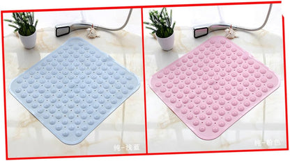 Pink TPR Bath Mat with Suction Cups, Non-Slip Rubber Tub Pad