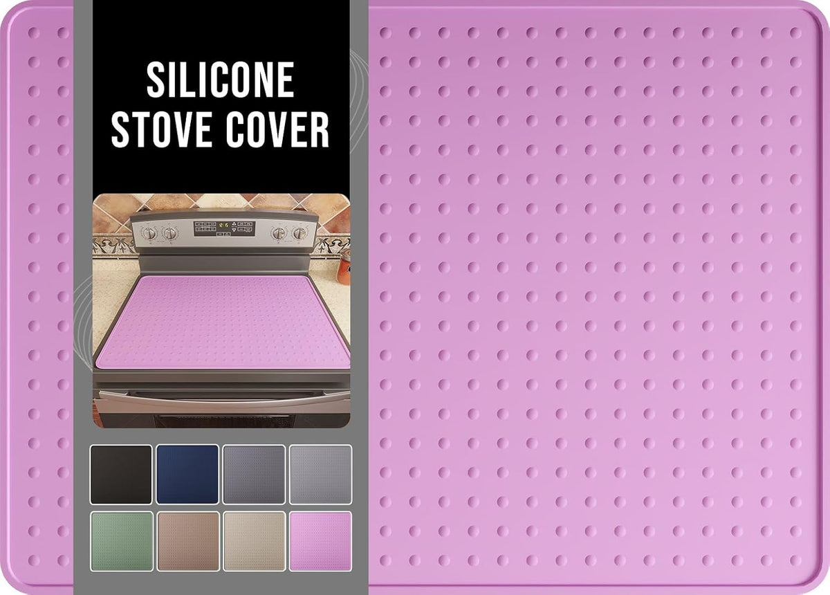 Silicone Stove Top Cover for Electric Stove, Glass Stove Top Protector, Stovetop Cover Mat for Cooktop, Flat Range Cover, Oven Top Protector, Coffee Bar Mat, 28 x 20 in, Pink