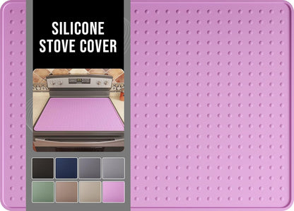 Silicone Stove Top Cover for Electric Stove, Glass Stove Top Protector, Stovetop Cover Mat for Cooktop, Flat Range Cover, Oven Top Protector, Coffee Bar Mat, 28 x 20 in, Pink