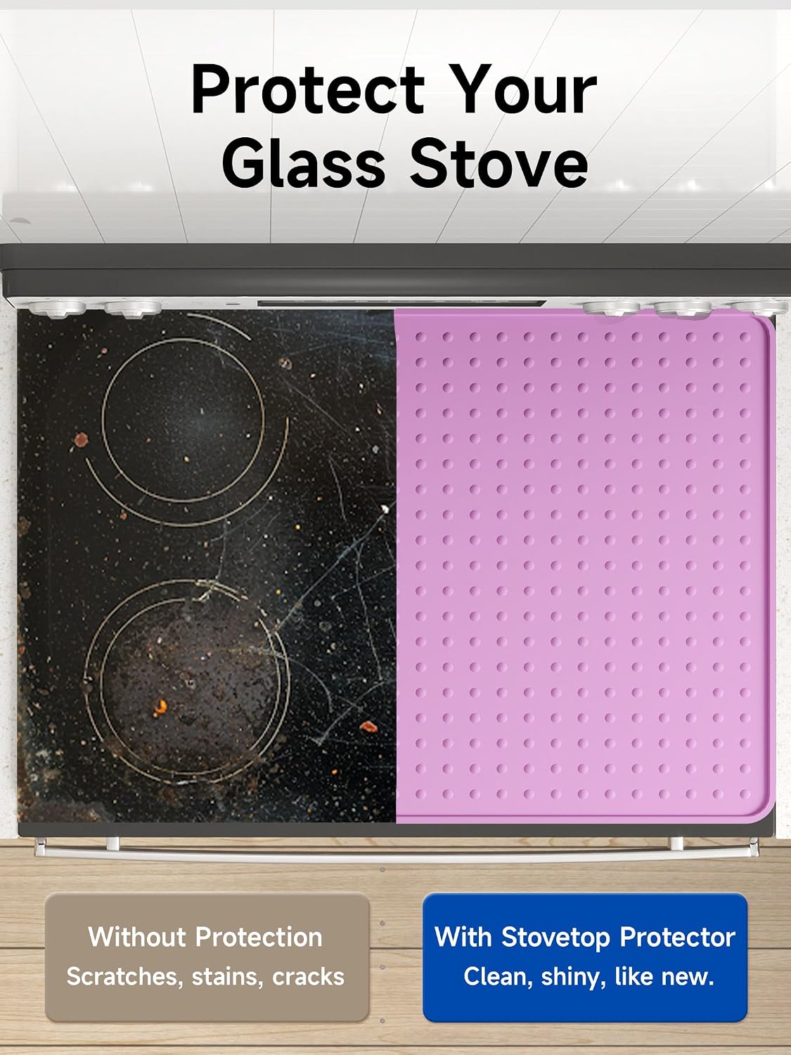 Silicone Stove Top Cover for Electric Stove, Glass Stove Top Protector, Stovetop Cover Mat for Cooktop, Flat Range Cover, Oven Top Protector, Coffee Bar Mat, 28 x 20 in, Pink
