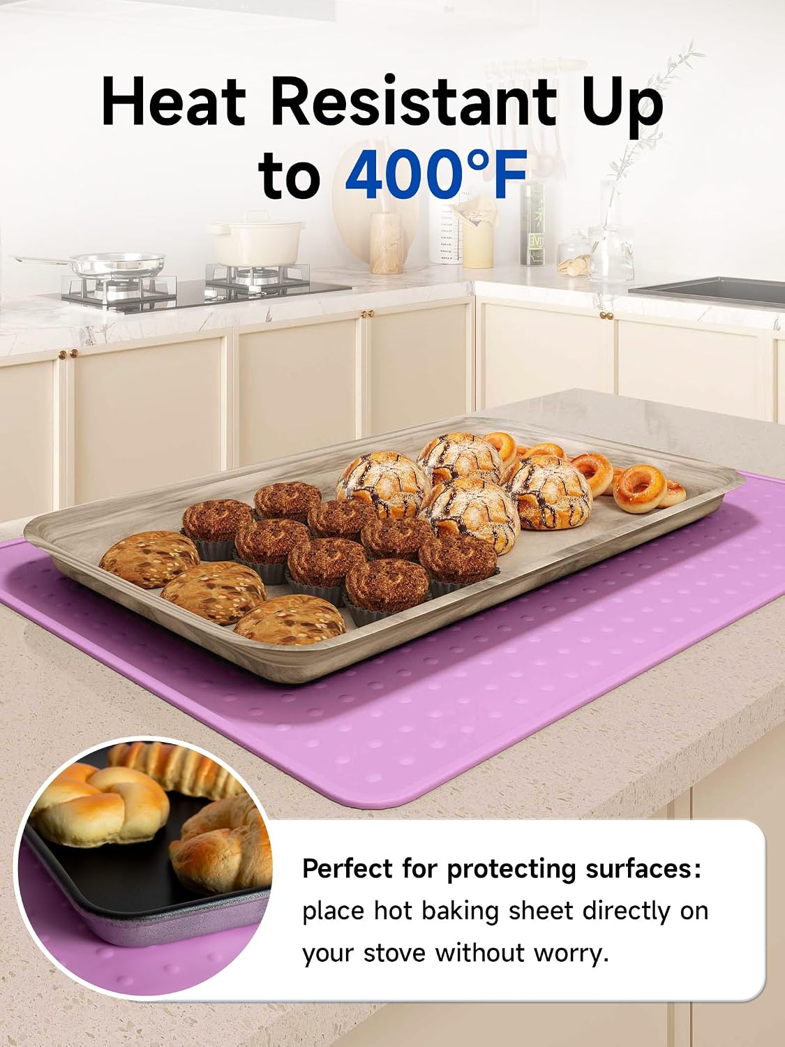 Silicone Stove Top Cover for Electric Stove, Glass Stove Top Protector, Stovetop Cover Mat for Cooktop, Flat Range Cover, Oven Top Protector, Coffee Bar Mat, 28 x 20 in, Pink
