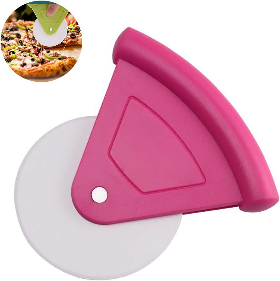 Plastic Pizza Cutter Food Grade ABS Slicing Tool Ergonomic Handle with Safety Features for Cakes Breads and Pastries (pink)