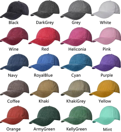 Vintage Cotton Washed Baseball Cap S to XXL Unstructured Low Profile Adjustable Distressed Dad Hat for Men Women