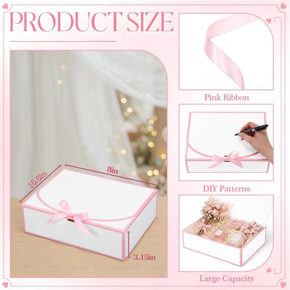12 Pcs Bridesmaid Proposal Box with Lid Ribbon,White,Pink