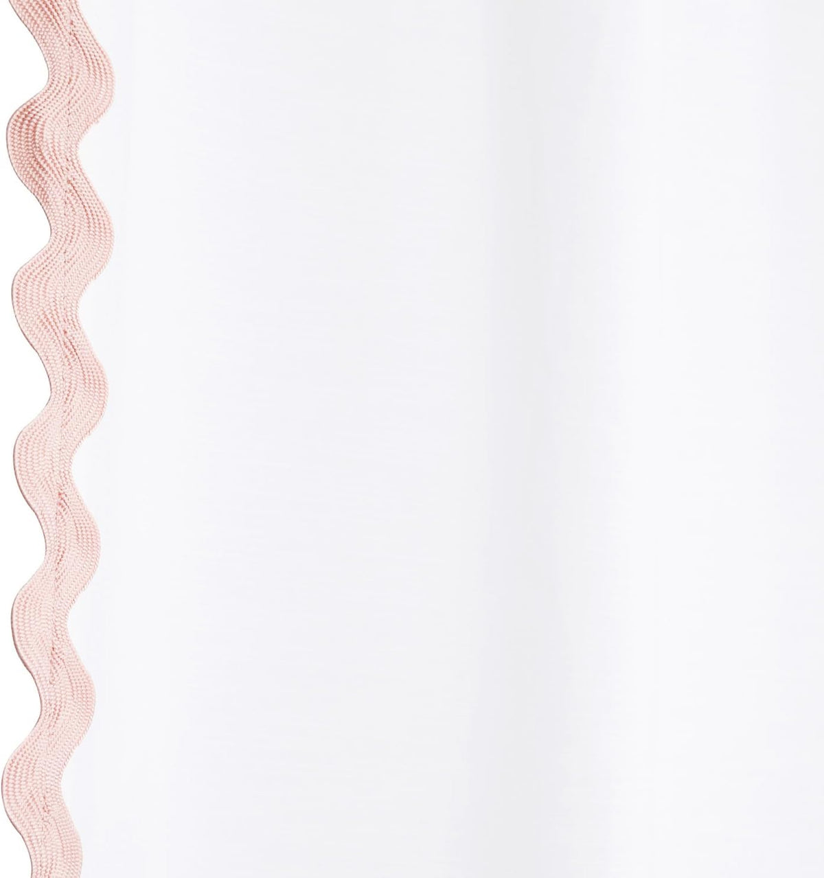 Scalloped Shower Curtain Cotton Pink White for Bathroom Textured 72x84