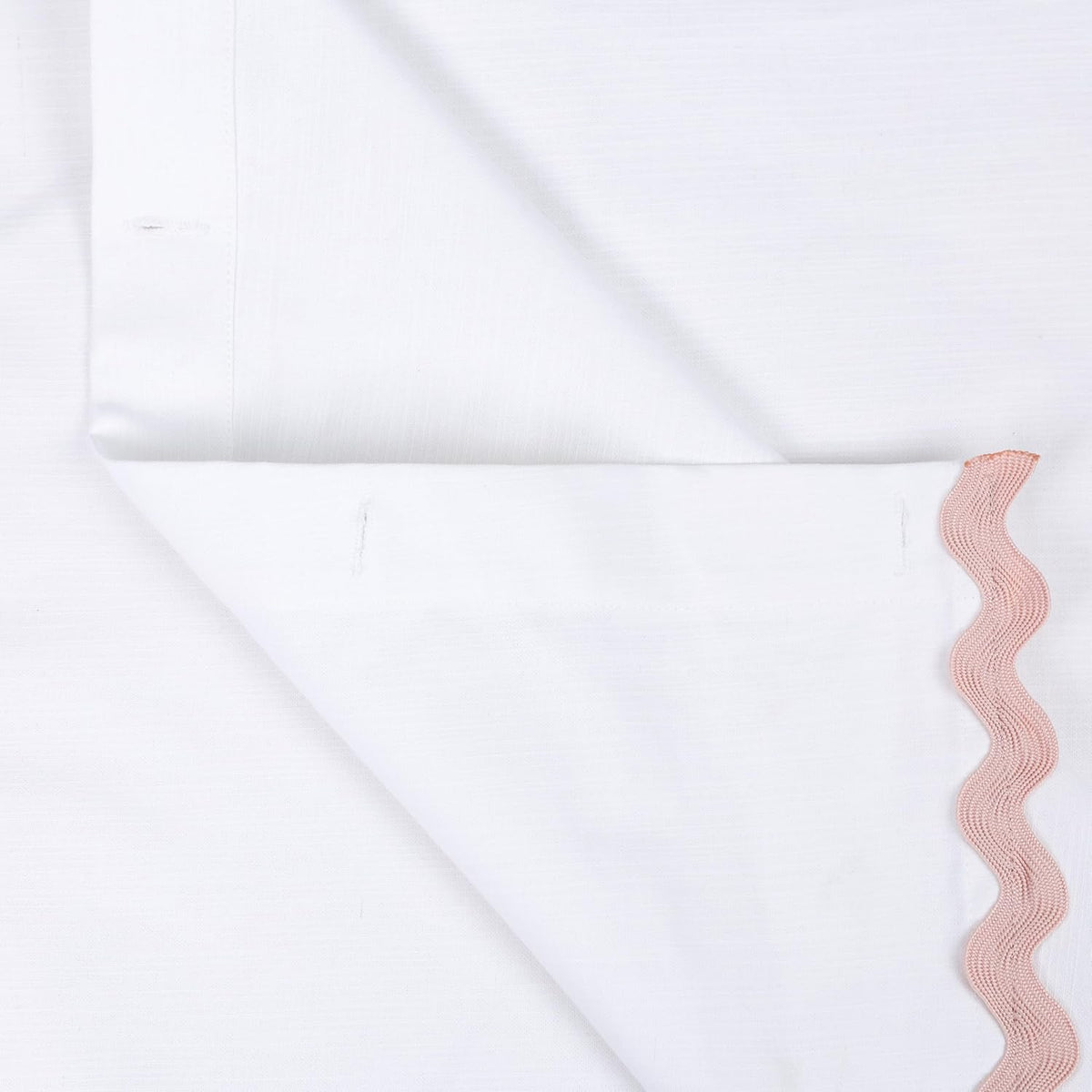 Scalloped Shower Curtain Cotton Pink White for Bathroom Textured 72x84