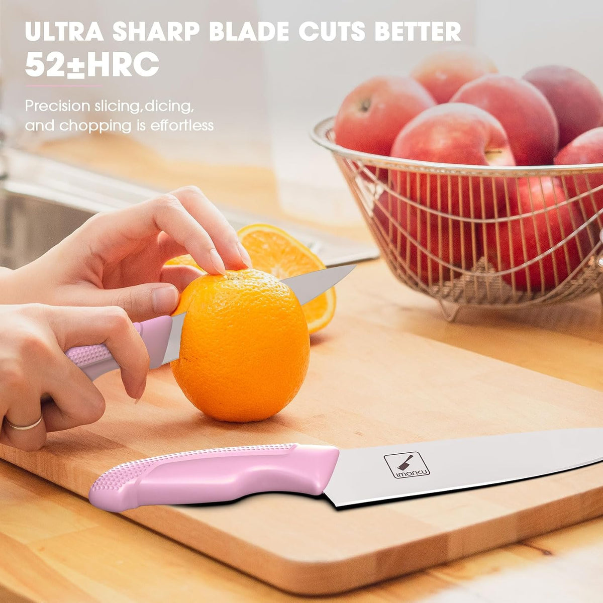 14-Piece Kitchen Knife Set, High-Carbon Stainless Steel,Pink