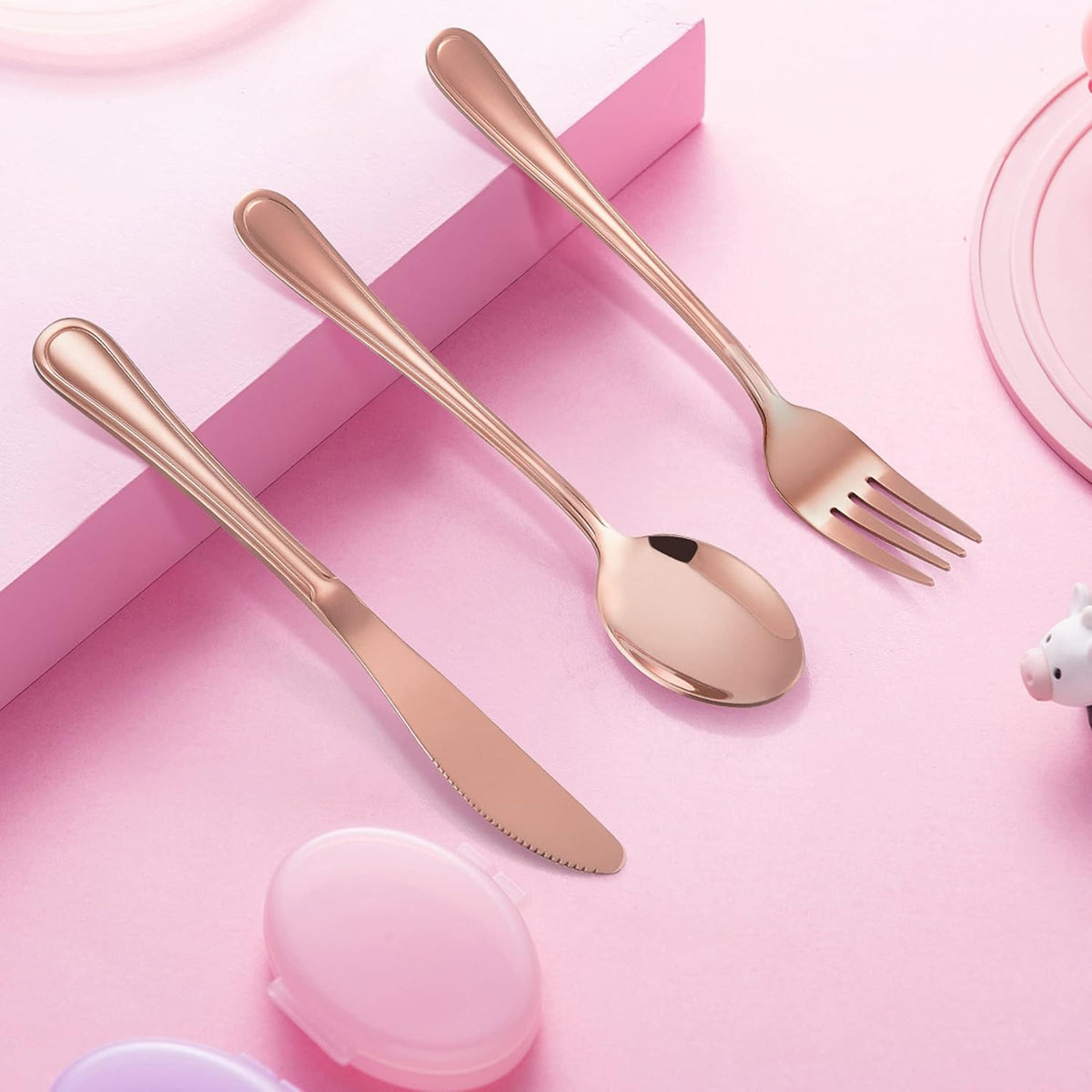 12-Piece Rose Gold Kids Silverware Set, Stainless Steel Toddler Utensils Flatware Set, Child Cutlery Tableware for 4, Include knife Fork Spoon, Mirror Finished, Dishwasher Safe