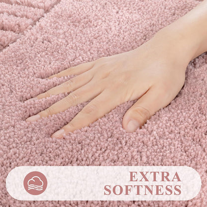 Bathroom Rugs Sets 3 Piece, Microfiber Bath Mat Set, Dusty Pink