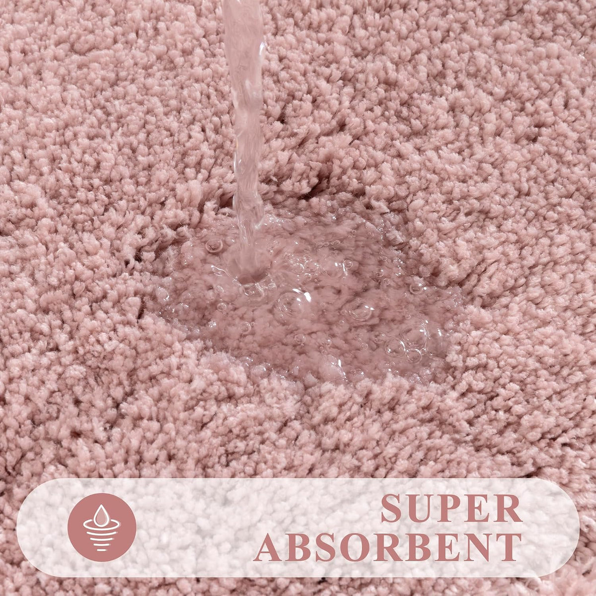 Bathroom Rugs Sets 3 Piece, Microfiber Bath Mat Set, Dusty Pink