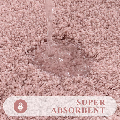 Bathroom Rugs Sets 3 Piece, Microfiber Bath Mat Set, Dusty Pink
