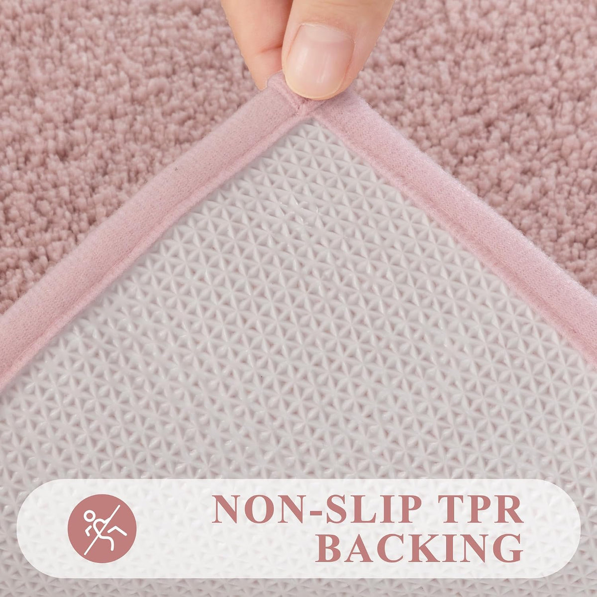 Bathroom Rugs Sets 3 Piece, Microfiber Bath Mat Set, Dusty Pink