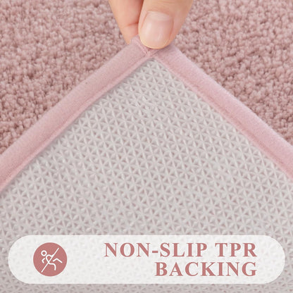 Bathroom Rugs Sets 3 Piece, Microfiber Bath Mat Set, Dusty Pink