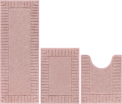 Bathroom Rugs Sets 3 Piece, Microfiber Bath Mat Set, Dusty Pink