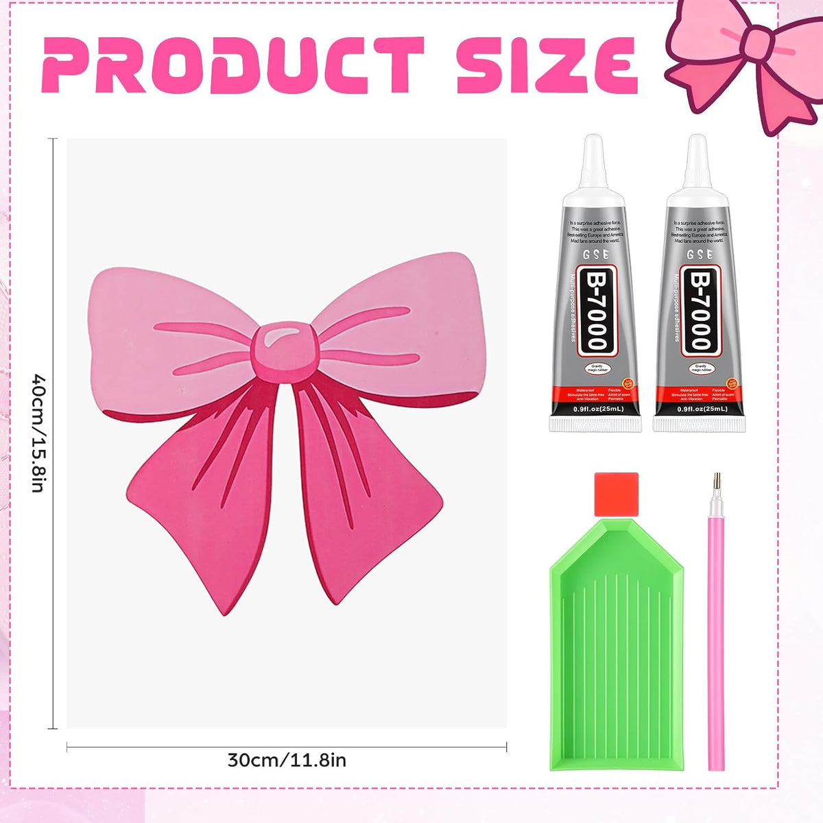 4 Sets Preppy Diamond Art Kits, Girls Night Game, Lucky Cherry Canvas Diamond Art Kit Coquette Preppy Wall Decor Trendy Coquette Pink Bow DIY Gem Painting Bachelorette Party Games