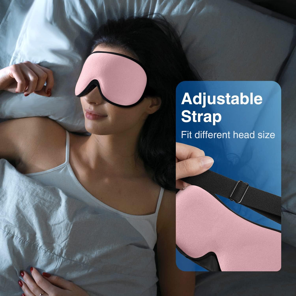 Weighted Sleep Mask for Women Men, 3D Light Blocking Eye Mask, Pink