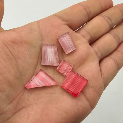 1.1LB Striped Mix Crystal Glass Mosaic Tiles,Trapezoid+Square+Rectangle+Triangle Mosaic Pieces for DIY Art Projects and Bathroom Kitchen Home Decoration (Mix Pink)