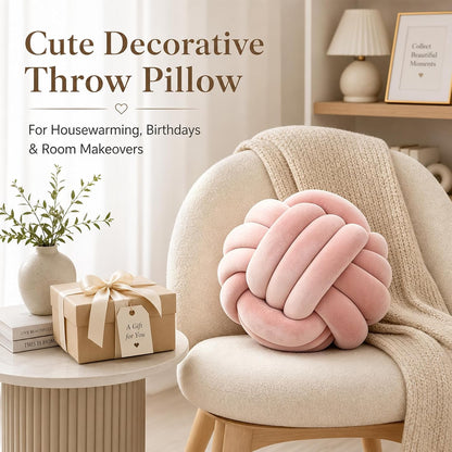Petrella Pink Knot Pillow Ball, 8 Inch Decorative Pillow for Couch and Bed
