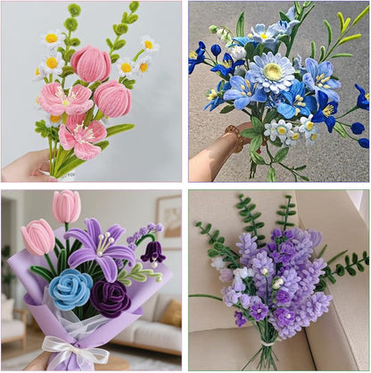 Pipe Cleaners Craft 300 PCS Thick Pink Pipe Cleaner Flower Kit 3 Colors Pipe Cleaners Bulk Fuzzy Sticks Chenille Stems for DIY Flower Bouquet Making Arts Craft Creative Projects(Pink,Light Pink,Green)