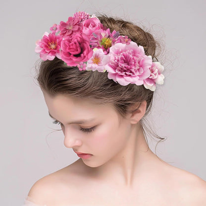 Artificial Flowers Heads Combo Rose Red Flowers Mix Silk Flowers Heads Pink Bulk Faux Rose for Craft Garland Graduation Cap Wedding Bridal Baby Shower Home Party Decoration DIY Cake Decor